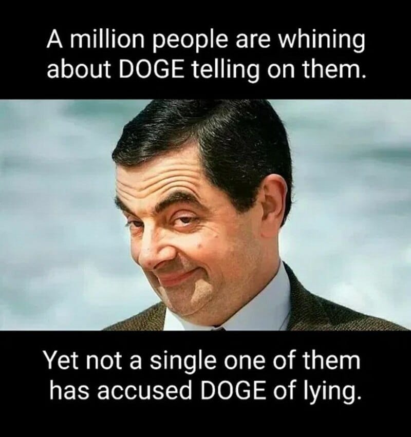 A million people are whining about DOGE telling on them…