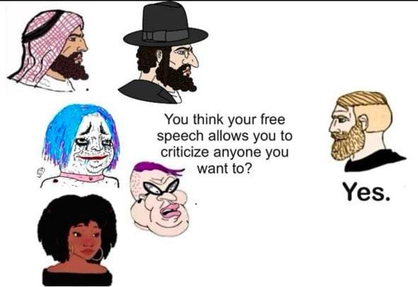 You think your free speech allows you to criticize anyone you want to?