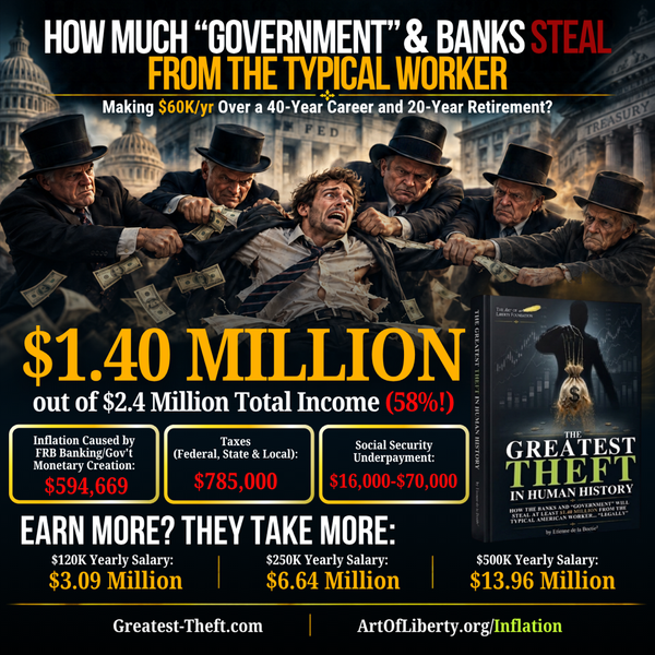 How much “government” and banks steal from the typical worker